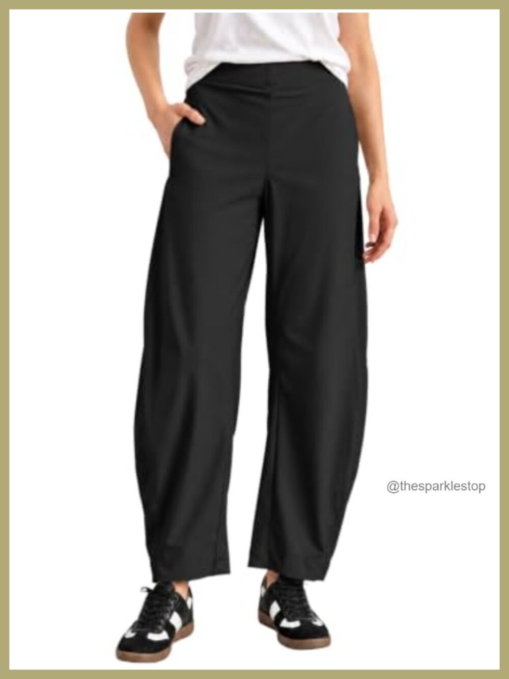 Relaxed Barrel Leg Tapered Pull On Work Pants with Pockets